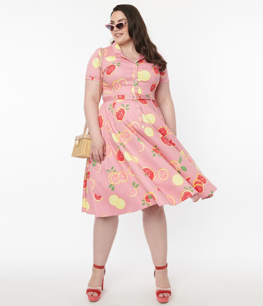 Collectif Plus Size Pink Grapefruit ...